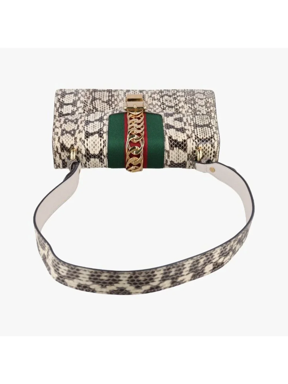 Gucci Sylvie Beige Multi Snakeskin Shoulder Bag